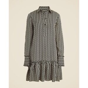 J Crew Amelia Popover Chain Print Mini Shirt Dress Quiet Luxury Pocket Women's S